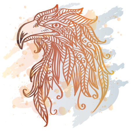 Hand drawn eagle head artのイラスト素材
