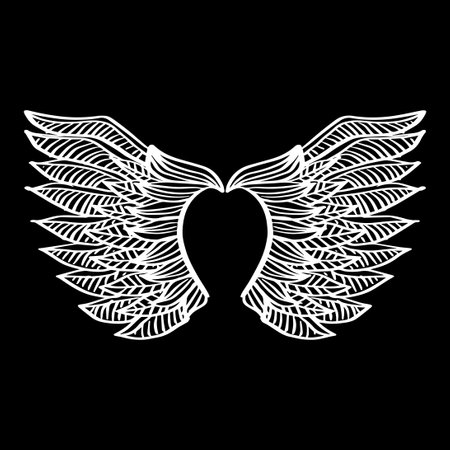 Hand drawn of angel wings.のイラスト素材