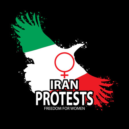 Iran protests concept. Poster design.のイラスト素材