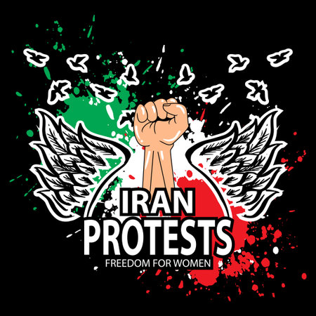 Iran protests concept. Poster design.のイラスト素材