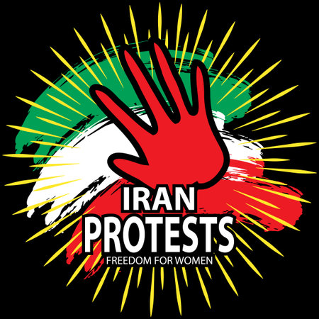Iran protests concept. Poster design.のイラスト素材