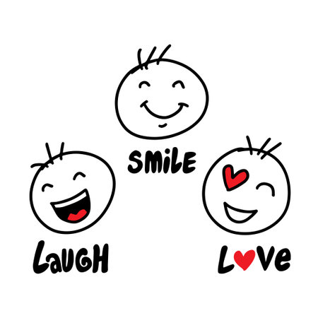 Smile laugh love, slogan concept. Cartoon style.のイラスト素材