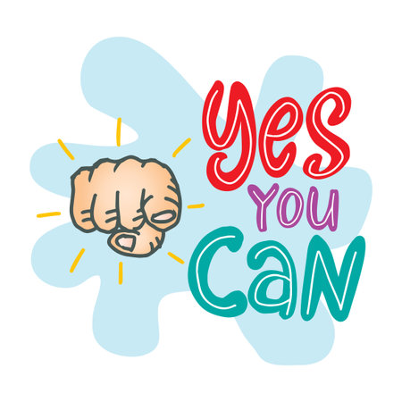 Yes you can, hand lettering. Poster quote for shirt design.のイラスト素材