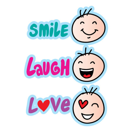 Smile laugh love, slogan concept. Cartoon style.のイラスト素材