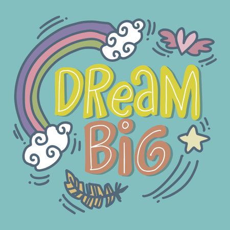 Dream big, hand lettering. Poster for shirt design.のイラスト素材