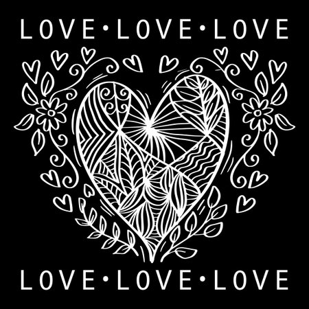 Decorative doodle heart shape illustration.のイラスト素材