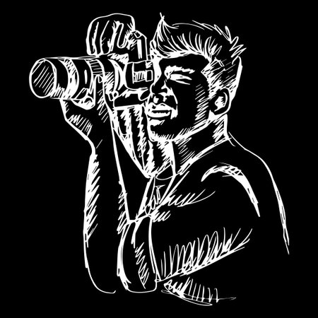 Sketch of photographerのイラスト素材