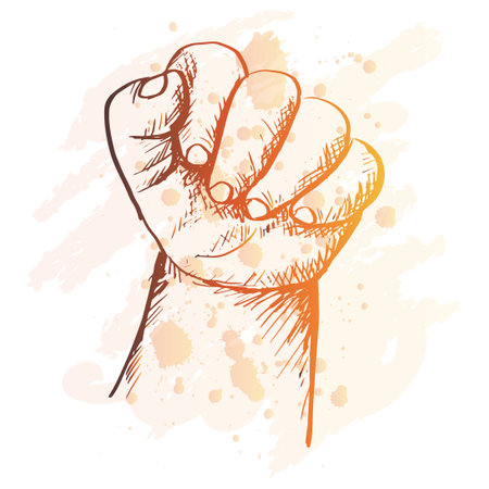 Baby hand, sketch drawing illustration.のイラスト素材