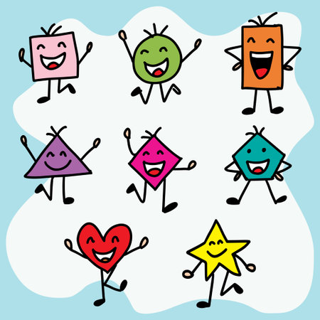 Set of shape cartoon characterのイラスト素材