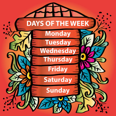 Days of the week, poster design for classroom decoration.のイラスト素材