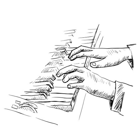 Sketch of player keyboard musicのイラスト素材