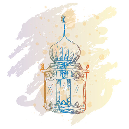 Hand drawn sketch of  lantern Arabicのイラスト素材