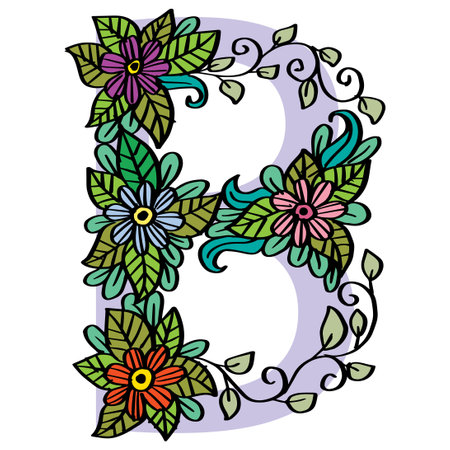 Hand drawn doodle alphabet letter Bのイラスト素材