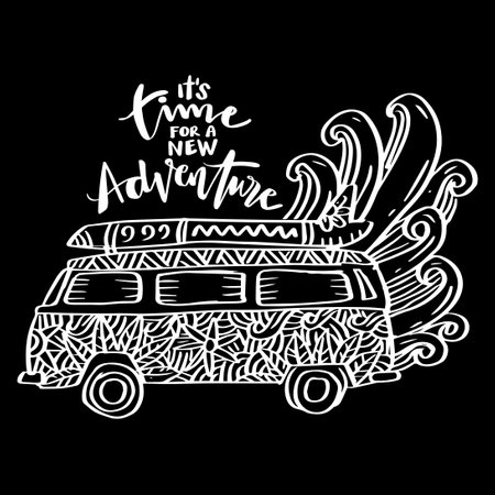 It's time for a new adventure, hand lettering. Poster quotes.のイラスト素材