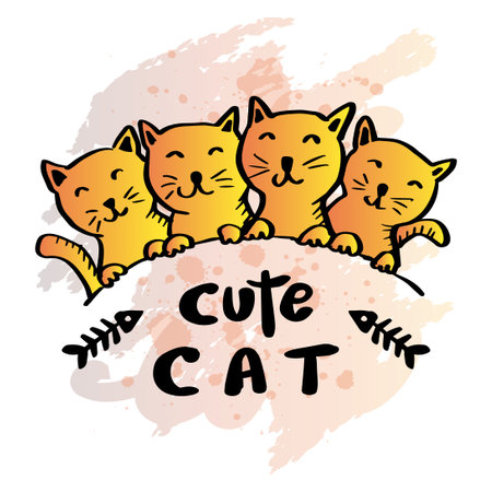 Doodle drawing cute cats for shirt designのイラスト素材