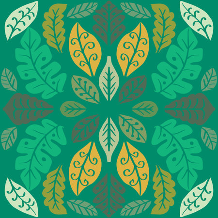 Seamless pattern  doodle leaves  background.のイラスト素材