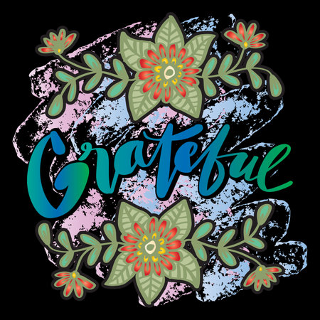 Grateful hand lettering. Slogan concept.のイラスト素材