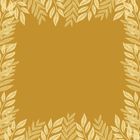 Doodle drawing gold floral frame backgroundのイラスト素材