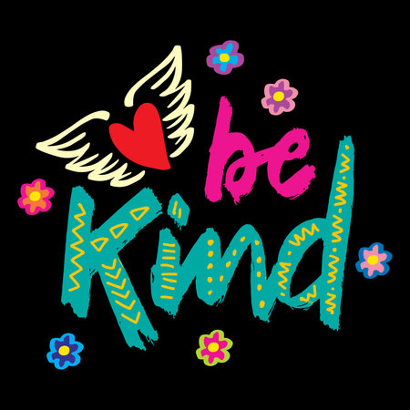 Be kind, hand lettering. Poster quote.のイラスト素材