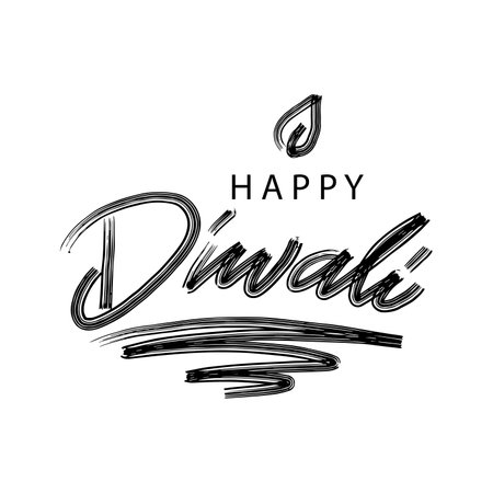 Happy Diwali. Hand drawn lettering. Vector illustration.のイラスト素材