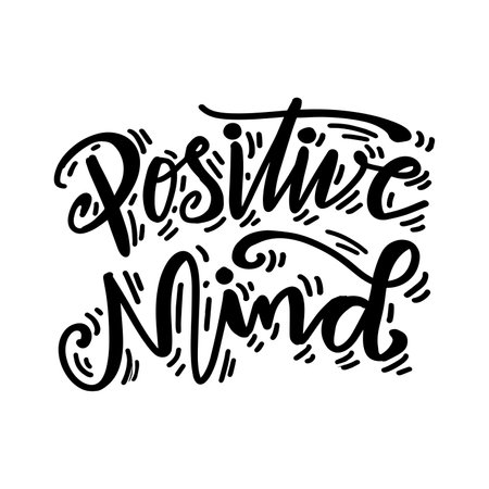 Positivity mind. Hand drawn lettering phrase. Vector illustration.のイラスト素材