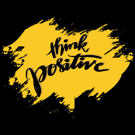 Think positive. Inspirational quote. Hand drawn lettering.のイラスト素材