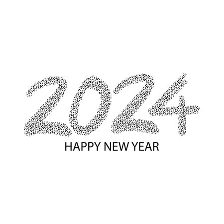 Happy New Year 2024. Vector illustration with hand drawn lettering.のイラスト素材
