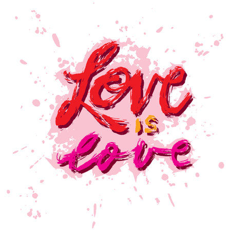 Love is love. Hand drawn lettering phrase. Vector illustration.のイラスト素材