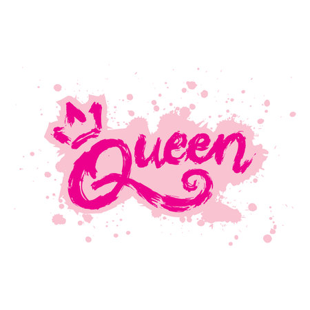 Queen. Hand drawn grunge lettering.Vector illustration for t-shirt print.のイラスト素材