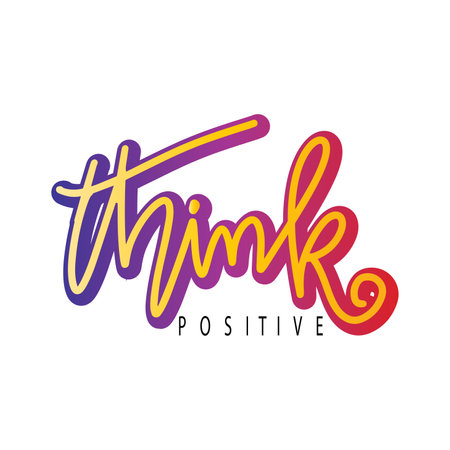 Think positive. Inspirational quote. Hand drawn lettering. Vector illustration.のイラスト素材