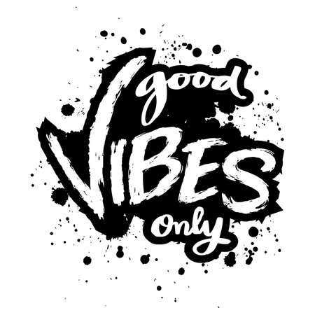Good vibes only. Hand drawn typography poster. Hand lettering quote. Vector illustration.のイラスト素材