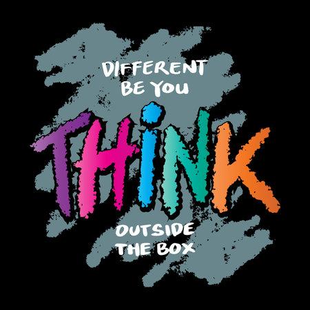 Different be you think outside the box. Hand drawn typography poster. Motivational quote.のイラスト素材