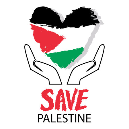 Vector illustration of a heart in the shape of a flag of Palestine. Save Palestine concept.のイラスト素材