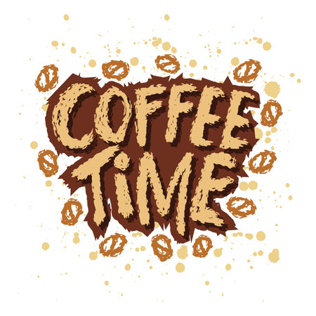 Coffee time. Hand drawn lettering. Vector illustration.のイラスト素材