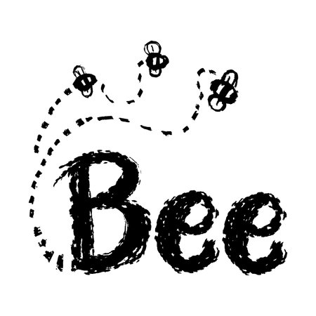 Bee lettering. Hand drawn doodle lettering. Vector illustrationのイラスト素材