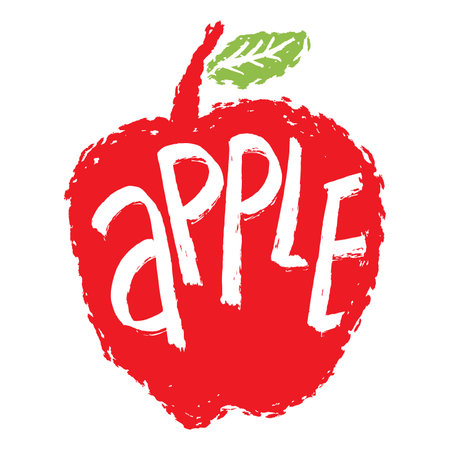 Apple. Vector illustration. Grunge ink hand drawn style.のイラスト素材