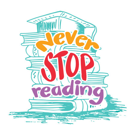 Never stop learning. Inspirational quote. Hand drawn lettering.のイラスト素材