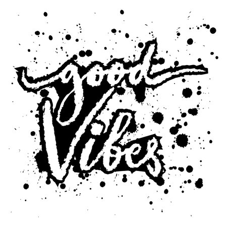 Good vibes. Hand drawn lettering. Vector illustration.のイラスト素材