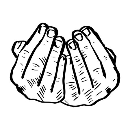 Hands of praying. Hand drawn vector illustration of praying hands.のイラスト素材