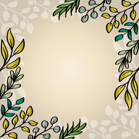 Frame with hand drawn olive branches and leaves. Vector illustration for your designのイラスト素材