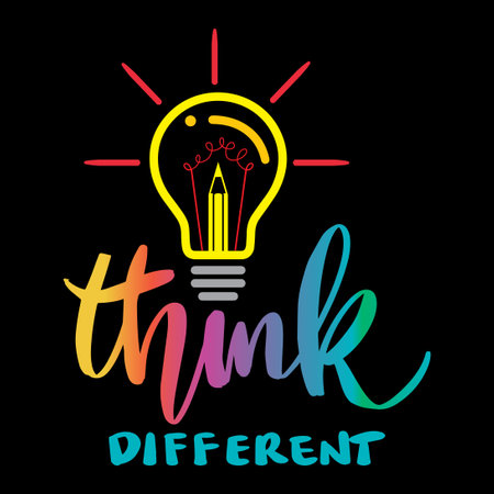 Think different. Inspirational quote. Hand lettering. Vector illustrationのイラスト素材