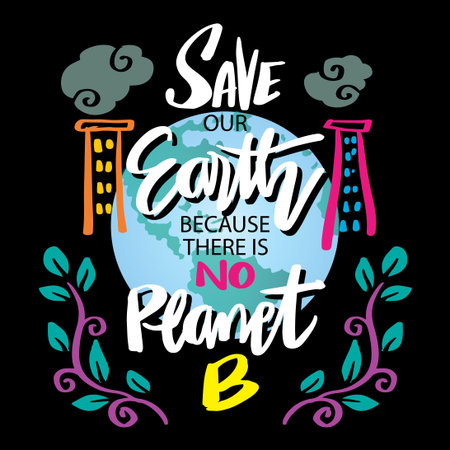 Save the planet. Hand drawn vector lettering. Motivational quote.