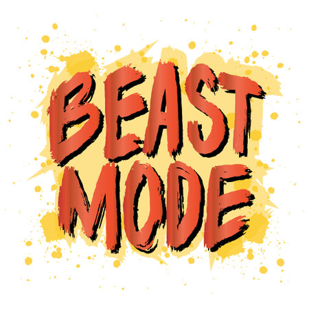 Beast mode. Hand drawn lettering with ink splashes.. Vector illustration for your designのイラスト素材