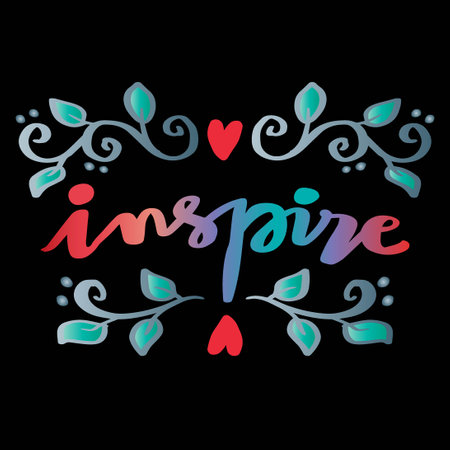 Inspire. Hand lettering, calligraphy vector illustration.のイラスト素材
