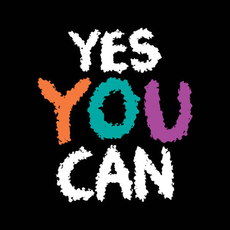 Yes you can. Hand drawn lettering. Inspire motivational quote. Vector illustration.のイラスト素材