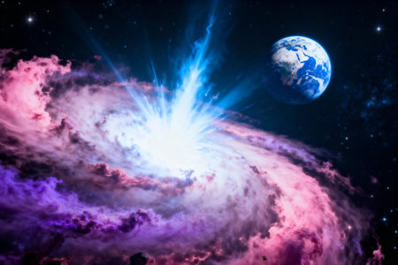 Planets and galaxies in outer space showing the beauty of space exploration.の素材