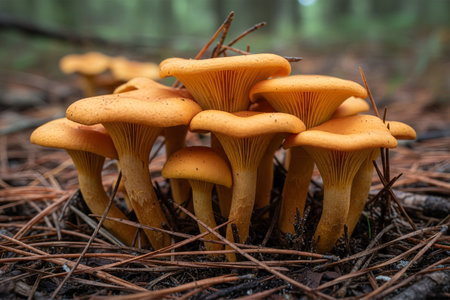 These edible mushrooms are a delicious find for foragers and mushroom enthusiasts alikeの写真素材
