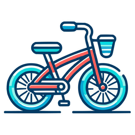 Vector simple illustration of a bicycle for a teenager with blue and pink colorsのイラスト素材