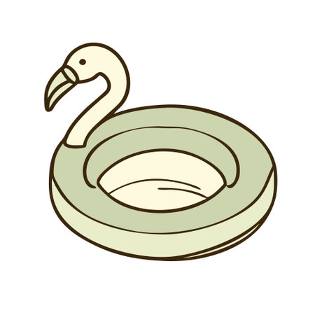 Light green flamingo float in a simple minimalist design.のイラスト素材