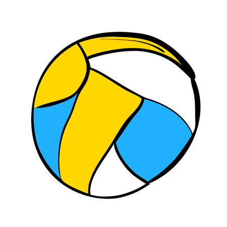 Beach ball hand-drawn artwork with a blue, white, and yellow pattern for summertime enjoyment.のイラスト素材